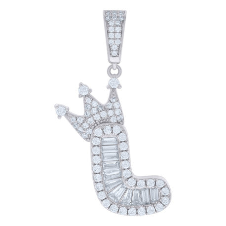 925 Sterling Silver Cz Pendant Initial L