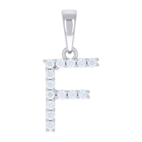 925 Sterling Silver Cz Pendant Initial Letter "F"