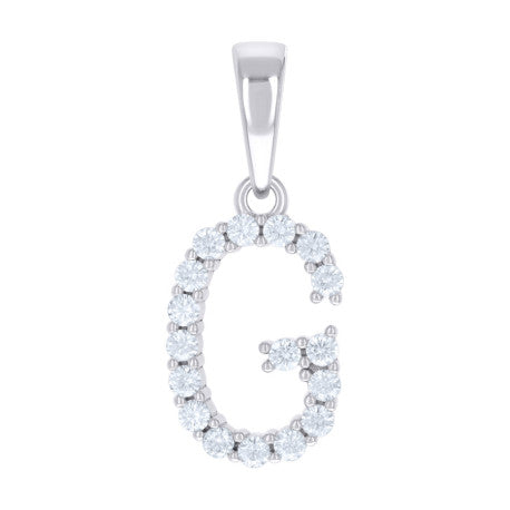 925 Sterling Silver Cz Pendant Initial Letter "G"
