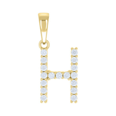 925 Sterling Silver Cz Pendant Initial Letter "H"