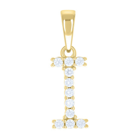 925 Sterling Silver Cz Pendant Initial Letter "I"