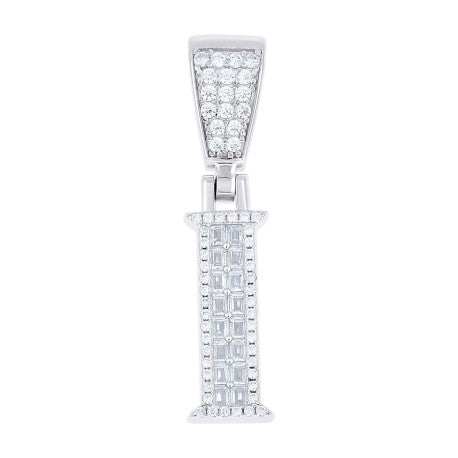 925 Sterling Silver Cz Pendant Initial Letter "I"