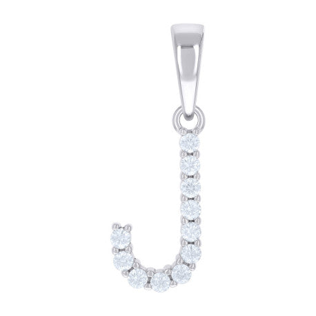 925 Sterling Silver Cz Pendant Initial Letter "J"