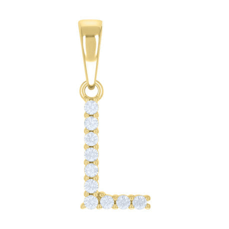 925 Sterling Silver Cz Pendant Initial Letter "L"