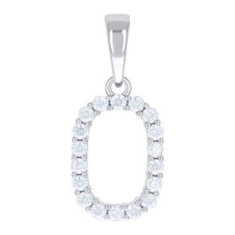 925 Sterling Silver Cz Pendant Initial Letter "O"