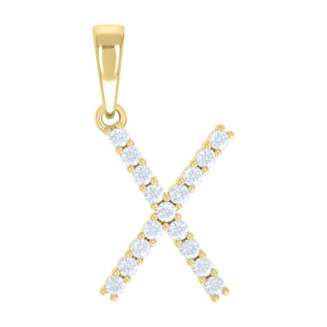 925 Sterling Silver Cz Pendant Initial Letter "X"