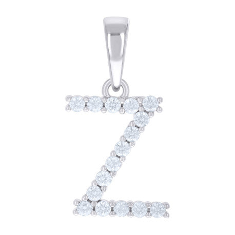 925 Sterling Silver Cz Pendant Initial Letter "Z"
