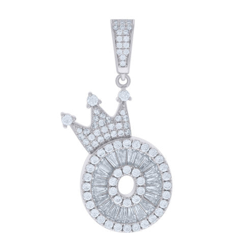 925 Sterling Silver Cz Pendant Initial O
