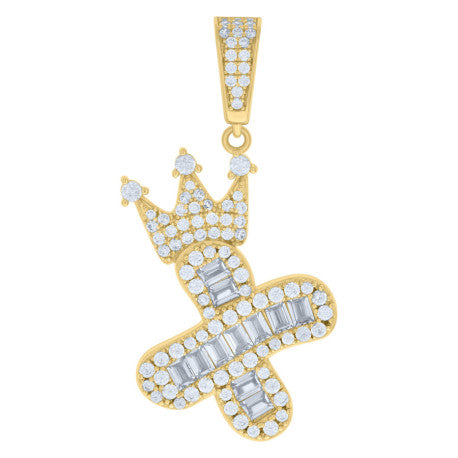 925 Sterling Silver Cz Pendant Initial X