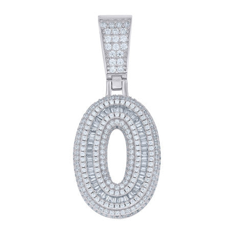 925 Sterling Silver Cz Pendant Number "0"