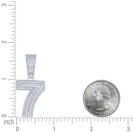 925 Sterling Silver Cz Pendant Number "7"