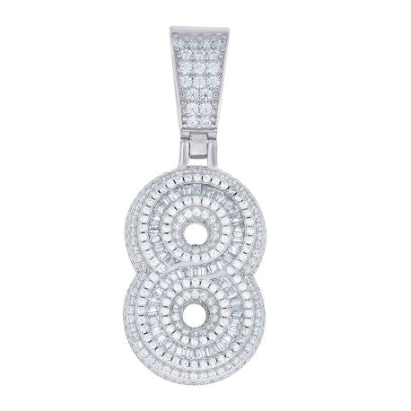 925 Sterling Silver Cz Pendant Number "8"