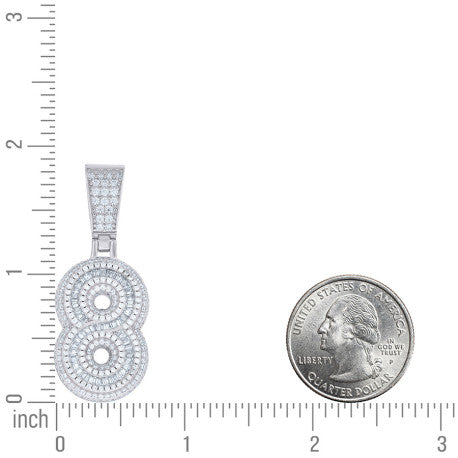 925 Sterling Silver Cz Pendant Number "8"