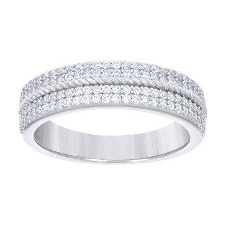 925 Sterling Silver Cz Ring Band S5-S9