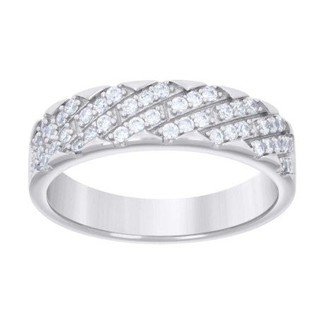 925 Sterling Silver Cz Ring Band S5-S9
