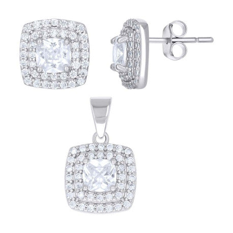 925 Sterling Silver Cz Set