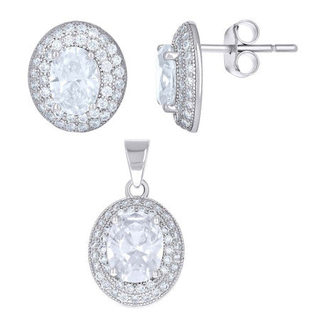 925 Sterling Silver Cz Set