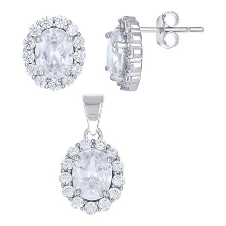 925 Sterling Silver Cz Set