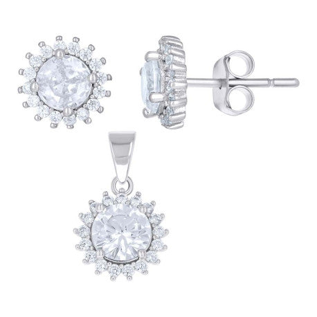 925 Sterling Silver Cz Set