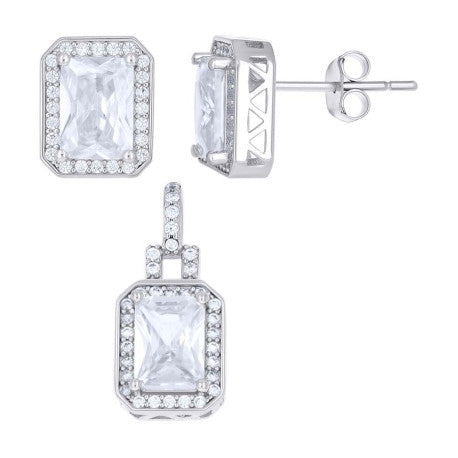 925 Sterling Silver Cz Set