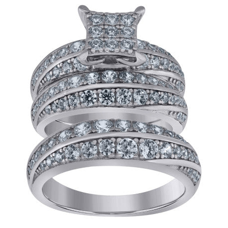 925 Sterling Silver Cz Trio Ring S6-S9