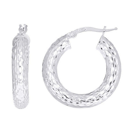 925 Sterling Silver Dc Fancy Hoop Earrings 5-15 Si