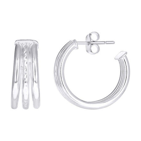 925 Sterling Silver Dc Fancy Hoop Earrings 8-15 Si