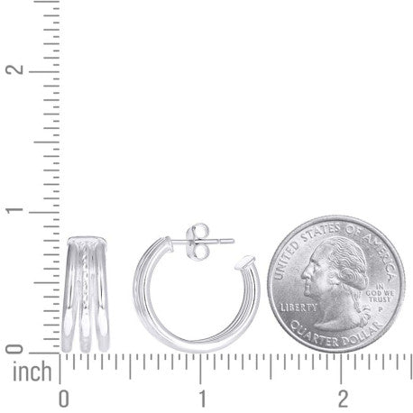 925 Sterling Silver Dc Fancy Hoop Earrings 8-15 Si