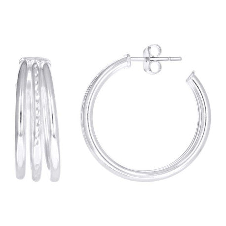 925 Sterling Silver Dc Fancy Hoop Earrings 8-20 Si