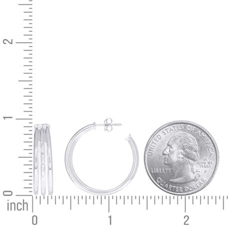 925 Sterling Silver Dc Fancy Hoop Earrings 8-25 Si