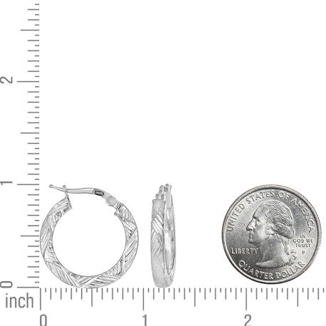 925 Sterling Silver Dc Hoop Earrings 3X3 -15