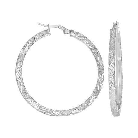 925 Sterling Silver Dc Hoop Earrings 3X3 -35