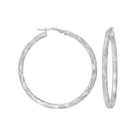 925 Sterling Silver Dc Hoop Earrings 3X3 -40