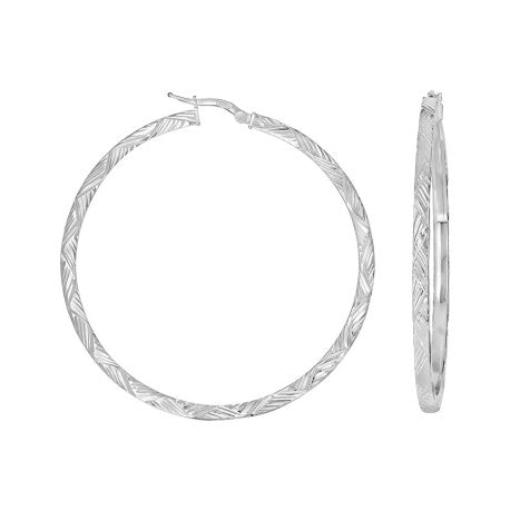 925 Sterling Silver Dc Hoop Earrings 3X3 -50