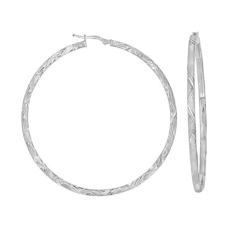 925 Sterling Silver Dc Hoop Earrings 3X3 -60