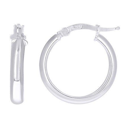 925 Sterling Silver Earrings Hoop Silver 4mm-15