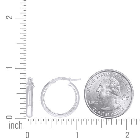 925 Sterling Silver Earrings Hoop Silver 4mm-15