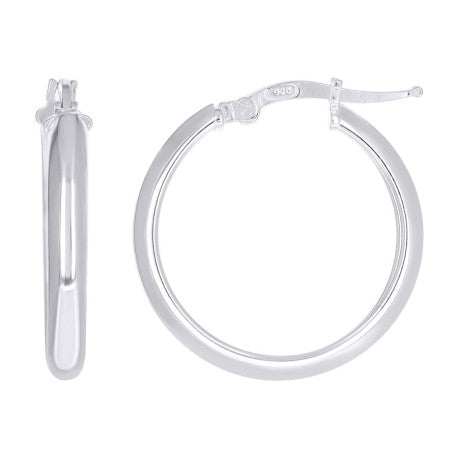 925 Sterling Silver Earrings Hoop Silver 4mm-20