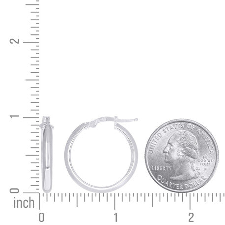 925 Sterling Silver Earrings Hoop Silver 4mm-20