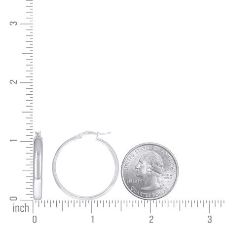 925 Sterling Silver Earrings Hoop Silver 4mm-25