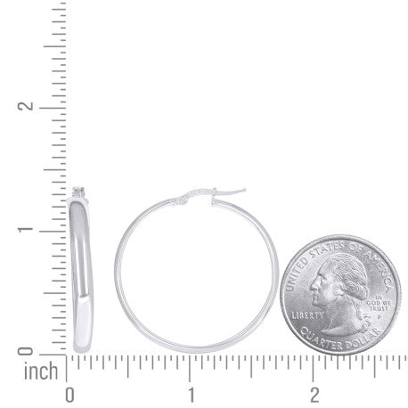 925 Sterling Silver Earrings Hoop Silver 4mm-30