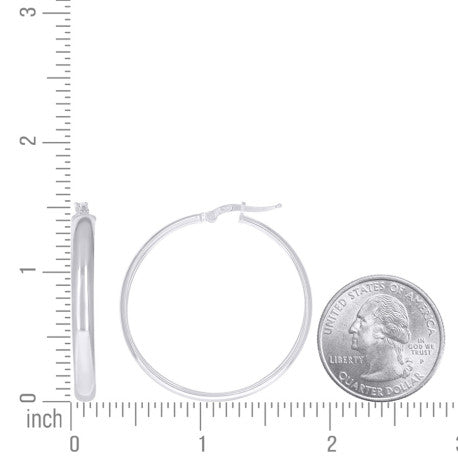 925 Sterling Silver Earrings Hoop Silver 4mm-35