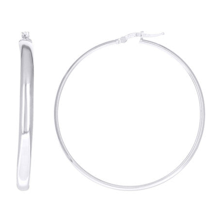 925 Sterling Silver Earrings Hoop Silver 4mm-50