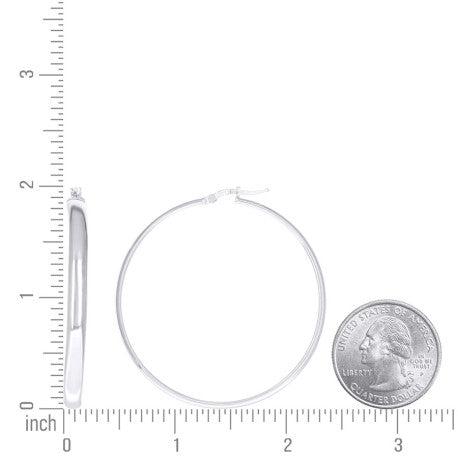 925 Sterling Silver Earrings Hoop Silver 4mm-50