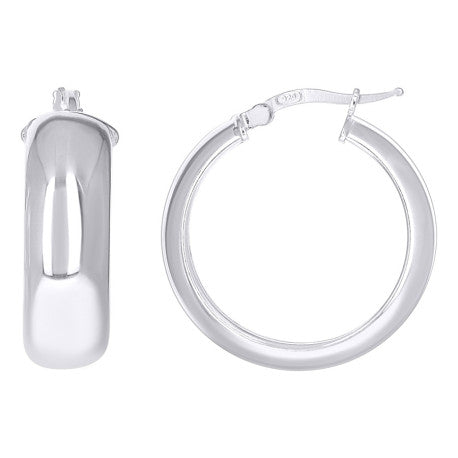 925 Sterling Silver Earrings Hoop Silver 7mm-20