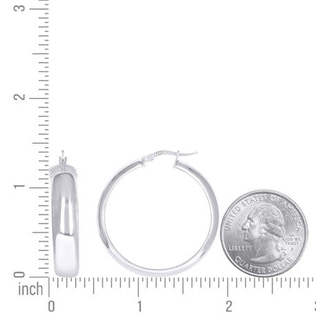 925 Sterling Silver Earrings Hoop Silver 7mm-30