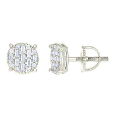 925 Sterling Silver Earrings Moissanite Ctw R:0.08