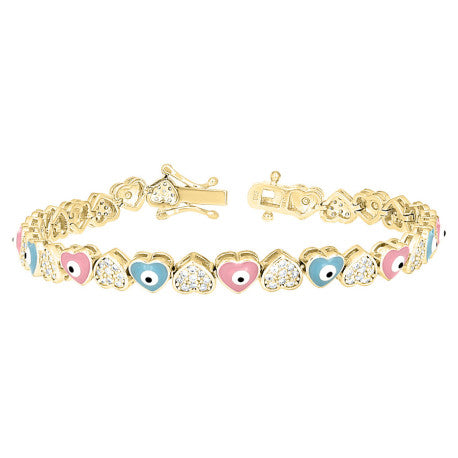 925 Sterling Silver Fancy Bracelet 7"-Yellow