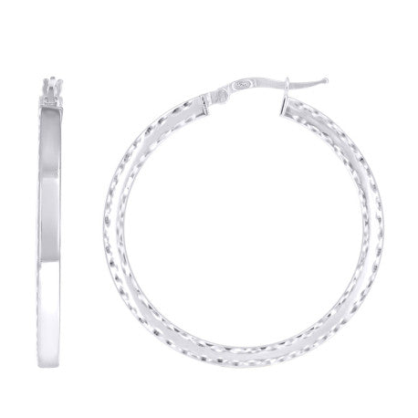 925 Sterling Silver Fancy Dc Earrings Hoop Silver