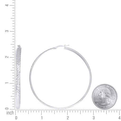 925 Sterling Silver Fancy Dc Earrings Hoop Silver